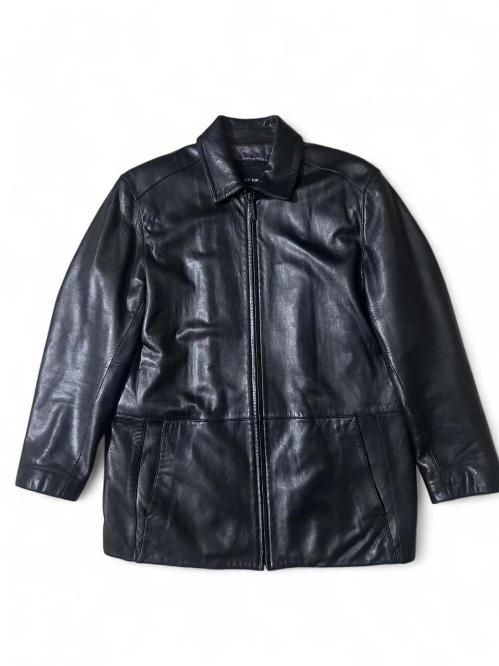 Marc New York Andrew Marc Men's Black Quilted Lining Genuine Leather Zip Jacket